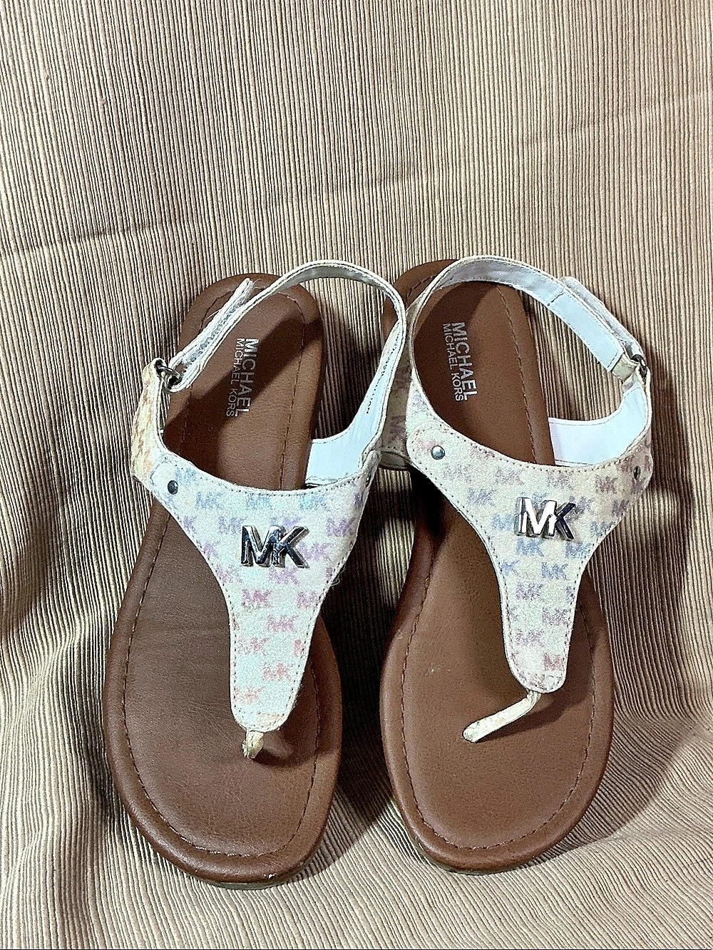 Michael Kors Women's Printed Thong Sandals in Brown & White